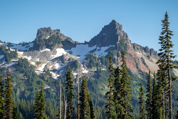 Mt Rainier Paradise Trail View of Pinnacle Peak and The Castle