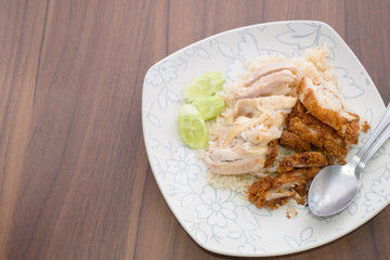 Boiled and fried chicken rice