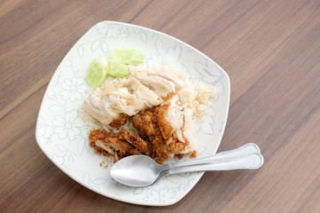 Boiled and fried chicken rice