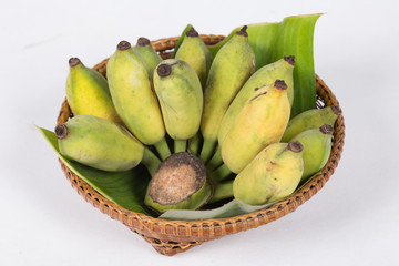 Cultivated banana on basket