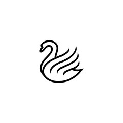 Outline monoline swan logo, goose wing icon vector