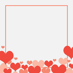 Red hearts love frame background, card, banner.