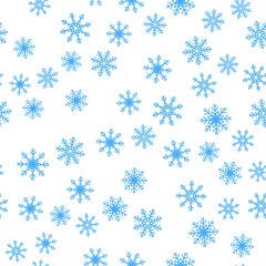 Seamless pattern of winter snowflakes vector background.