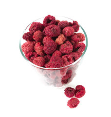 dried raspberries isolated on white