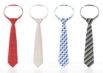 Set of neckties with various textures. 3D illustration