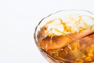 Chinese delicious snacks in the glass bowl of cold powder