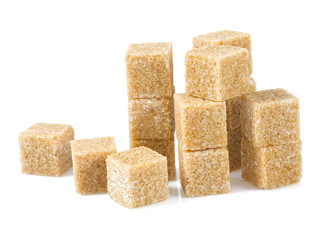 brown sugar cubes isolated on white