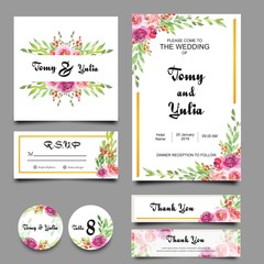 collection of wedding invitation templates with watercolor style flower frames