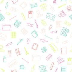 Vector seamless pattern with stationery. Stationery tools seamless pattern.