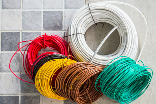 colorful row electricity cable for interior home building power wiring many type.