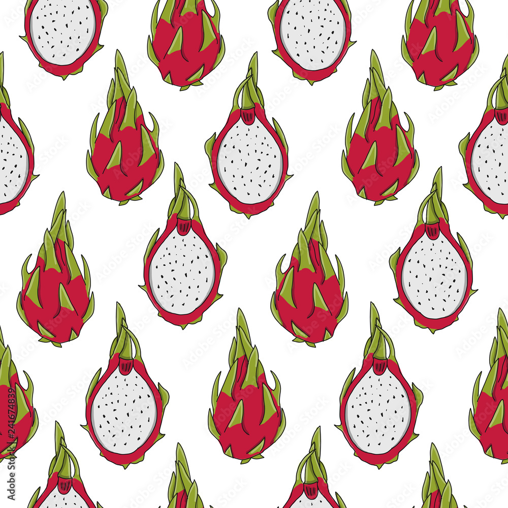 Poster dragonfruits, seamless pattern for your design