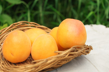 natural, organic apricot on a wooden background