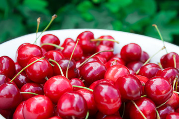 natural organic cherry on wooden background