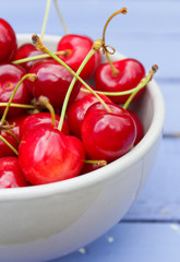 natural organic cherry on wooden background