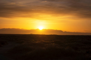 Sunriserosy clouds of dawn in the mountains