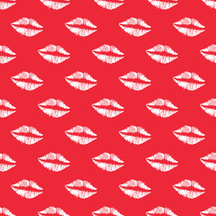 Vector seamless pattern with woman scribble lips.