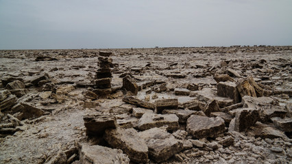 Production of salt on Karum lake, Danakil, Afar Ethiopia