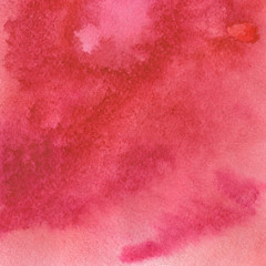 Red watercolor background for design congratulations on Valentine's day.