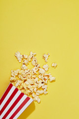 Full of popcorn in classic striped box