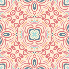Abstract ethnic pattern in pastel shades. Sample design for card, invitation, cover, wallpaper, tile, packaging, background. Tribal ethnic ornament arabic style.