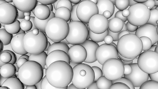 many gray three-dimensional spheres. 3d rendering © toomler