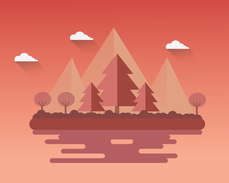 Flat design Landscape  autumn season vector design. 