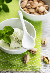 pistachio ice cream and mint