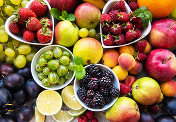 Fresh summer fruits and berries