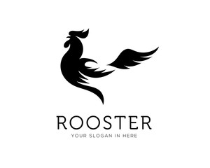 elegant drawing art rooster, chicken body logo design inspiration