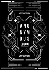 Cyberpunk futuristic poster. Retro futuristic poster template. Tech Abstract poster template. Modern flyer for web and print. hacking, cyber culture, programming and virtual environments.