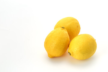 Three Lemons isolated on white Background