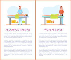 Abdominal, Facial Massage Session Cartoon Posters