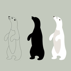 polar bear, vector illustration, flat style,set