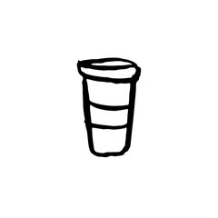 Coffee cup grunge icon. Vector cardboard mug.