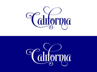 Typography of The USA California States Handwritten Illustration on Official U.S. State Colors. Modern Calligraphy Element for your design. Simple vector lettering for t-shirts print, bags, poster etc