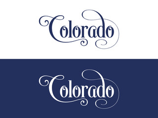 Typography of The USA Colorado States Handwritten Illustration on Official U.S. State Colors. Modern Calligraphy Element for your design. Simple vector lettering for t-shirts print, bags, posters etc.