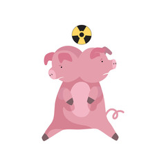 Animal mutation, radioactive contamination of the environment, ecological disaster vector Illustration on a white background