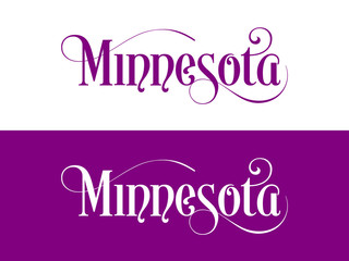 Typography of The USA Minnesota States Handwritten Illustration on Official U.S. State Colors. Modern Calligraphy Element for your design. Simple vector lettering for t-shirts, invitations, cards etc.