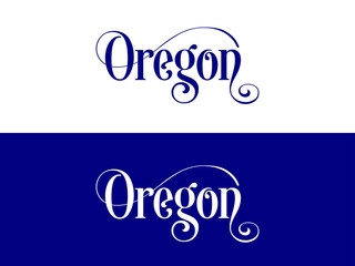 Typography of The USA Oregon States Handwritten Illustration on Official U.S. State Colors. Modern Calligraphy Element for your design. Lettering for t-shirts, bags, posters, invitations, cards etc.