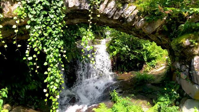 Beautiful green nature landscape of a river and forest in Karcal mountains of Blacksea region, Karadeniz, Artvin, Turkey