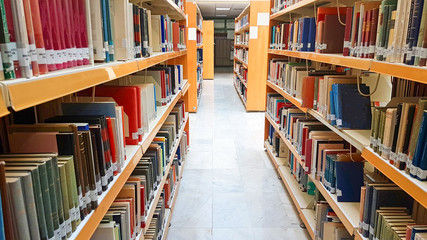 library university many books on shelves educattion background