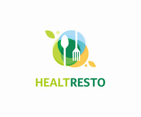 Healthy Restaurant logo design concept, Restaurant logo template