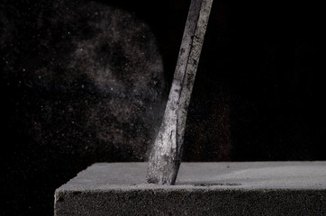 Closeup view of concrete drill bit