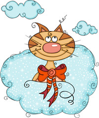 Cute cat in cloud