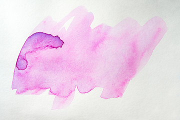 Magenta blot spot watercolor hand-drawn on white background isolated