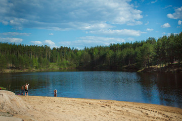 Summer day at a forest lake