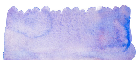 Blue watercolor stain, on white background isolated. Hand-drawn blot on white background isolated.