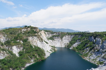 Water storage dam in the mountains