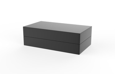 Template of blank closed cardboard box on isolated white background, packaging box mock up, 3d illustration