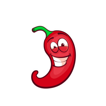 Red chili pepper. Cartoon character. Isolated vector illustration.